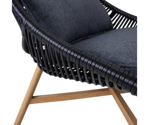 Puutarhakalusteet HELSINKI sohva, 2 tuolia ja 2 pöytää, musta