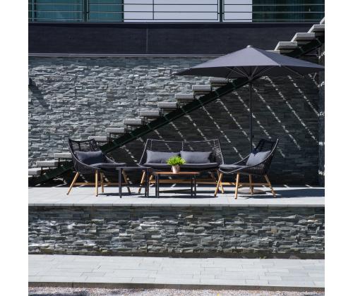 Puutarhakalusteet HELSINKI sohva, 2 tuolia ja 2 pöytää, musta