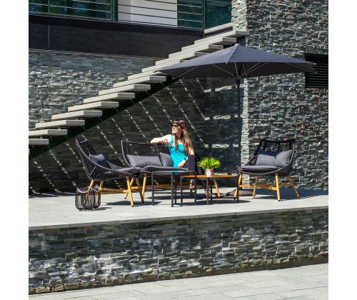 Puutarhakalusteet HELSINKI sohva, 2 tuolia ja 2 pöytää, musta