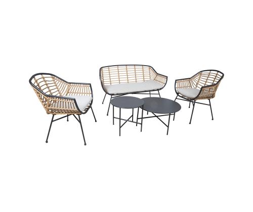 Puutarhakalusteet LUNDE sohva, 2 tuolia ja 2 pöytää