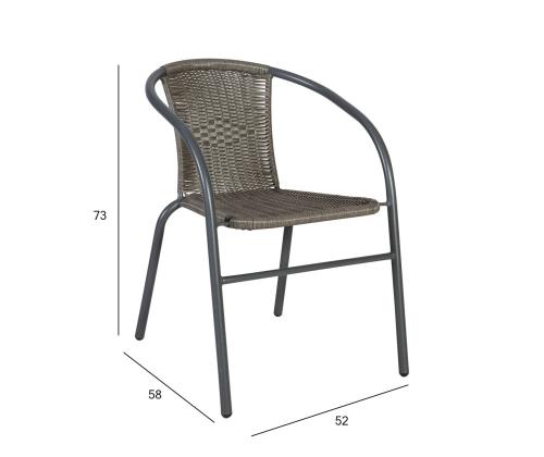 Tuoli BISTRO harmaa 52x58xH73cm, teräsrunko, muovipunos