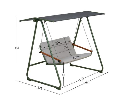 Puutarhan penkki MASSIOM 2-istuttava, vihreä