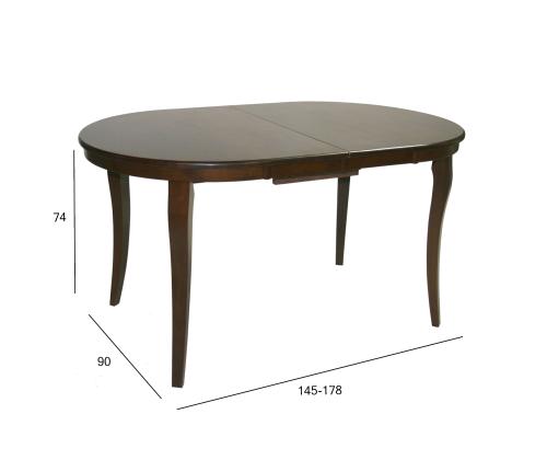 Ruokapöytä JOY 145/178x90xH74cm, tumma pähkinä