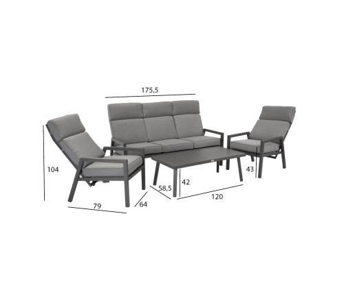 Puutarhakalusteet CASPER pöytä, sohva ja 2 tuolia