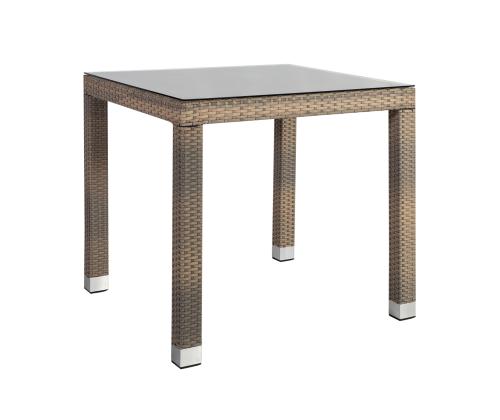 Pöytä LARACHE 80x80xH75cm, beeþ, alumiini, muovipunos, lasi