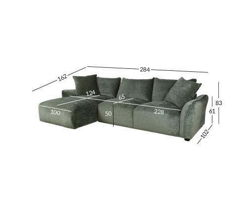 Kulmasohva DIVI VN 284x162/102xH83cm, mintunvihreä