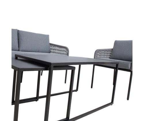 Puutarhakalusteet LEVINE 2 pöytää, sohva ja 2 tuolia, harmaa