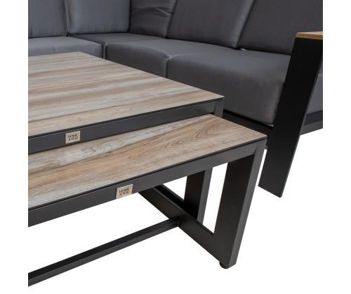 Puutarhakalustesarja FELINO kulmasohva ja 2 pöytää, musta