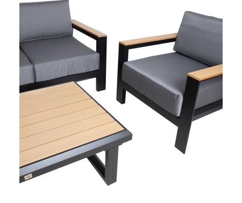 Puutarhakalusteet FELNO pöytä, sohva ja 2 nojatuolia, musta