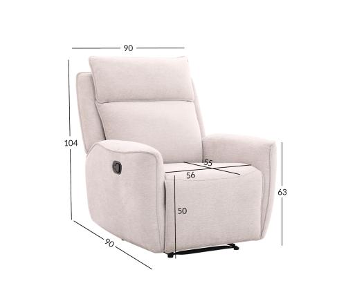 Nojatuoli MAREN manuaalinen lepotuoli 90x90xH104cm, beige väri