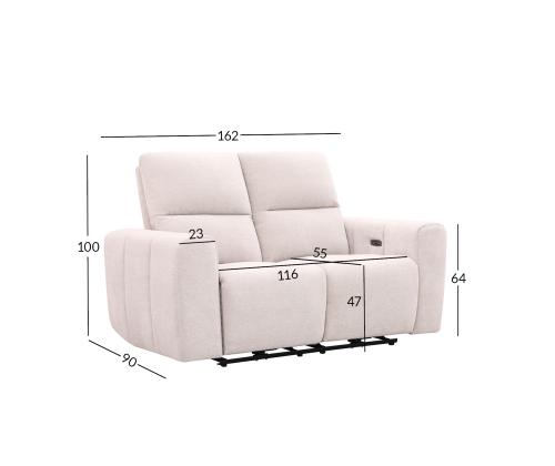 Sohva MATIAS 2-istuttava sähkökäyttöinen lepotuoli 162x90xH100cm, vaalea beige