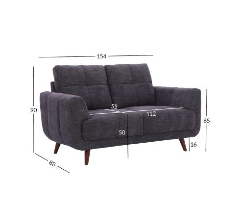 Sohva STEVE 2-istuttava 154x88xH90cm, tummanharmaa