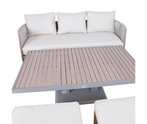 Puutarhakalustesarja MEDINA pöytä, sohva, 2 nojatuolia ja 2 tuolia, beige