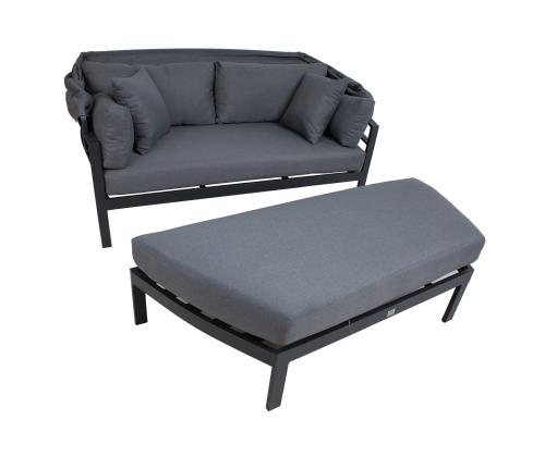 Sohva TOMSON katos, tummanharmaa, 182x82xH72,5cm, alumiini