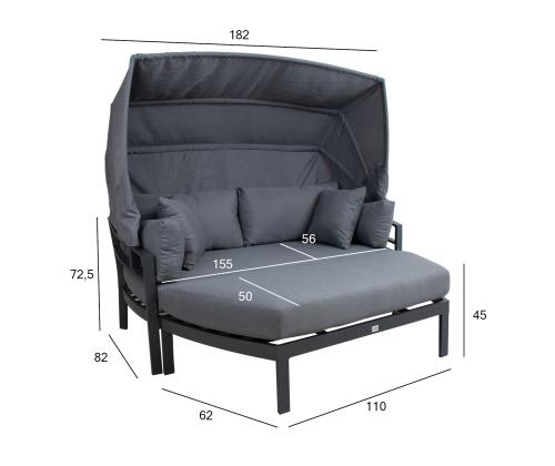 Sohva TOMSON katos, tummanharmaa, 182x82xH72,5cm, alumiini