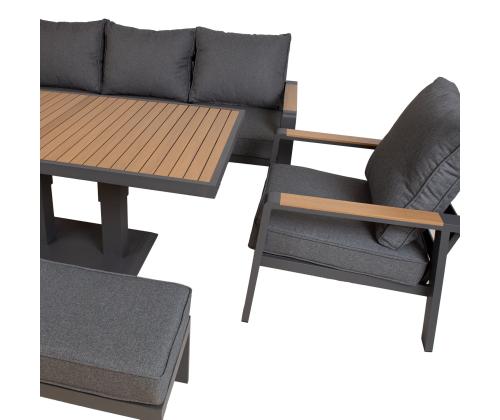 Puutarhakalustesarja PARKER 5-osainen, harmaa