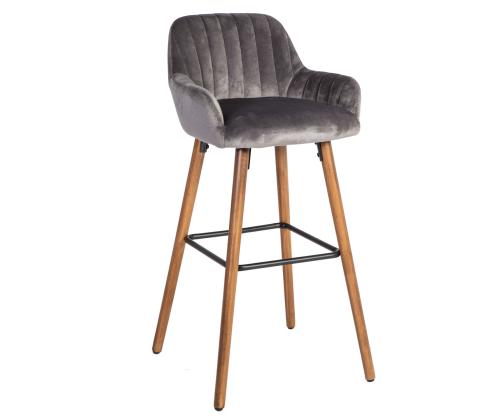 Baarituoli ARIEL 48x52xH97cm, päällysmateriaali: kangas, väri: harmaa, pyökkipuujalat