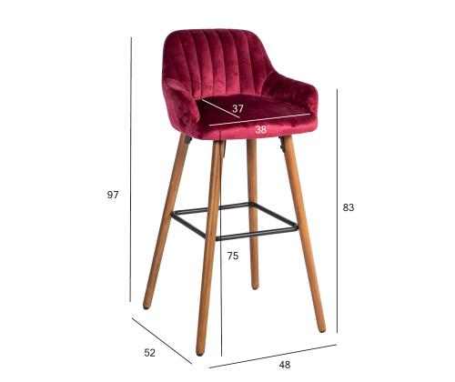 Baarijakkara ARIEL 48x52xH97cm, kansimateriaali: kangas, väri: viininpunainen, pyökkipuujalat