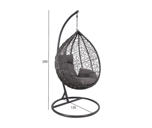 Keinutuoli DROPLET tummanharmaa 120x120xK200cm, teräsrunko, muovipunos