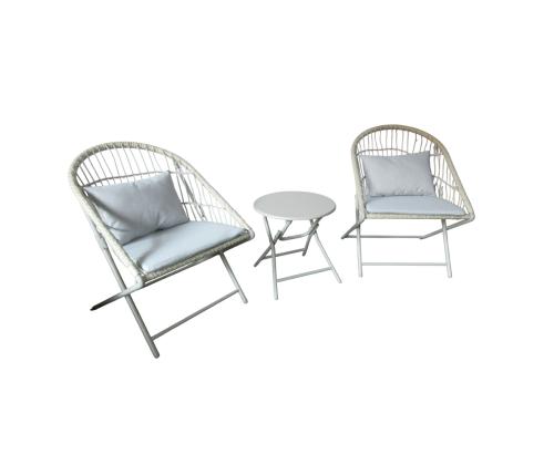 Parvekesetti YOLANDA 2 tuolia ja pöytä, vaaleanharmaa