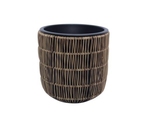 Kukkaruukku WICKER D27xK28cm, vaaleanruskea