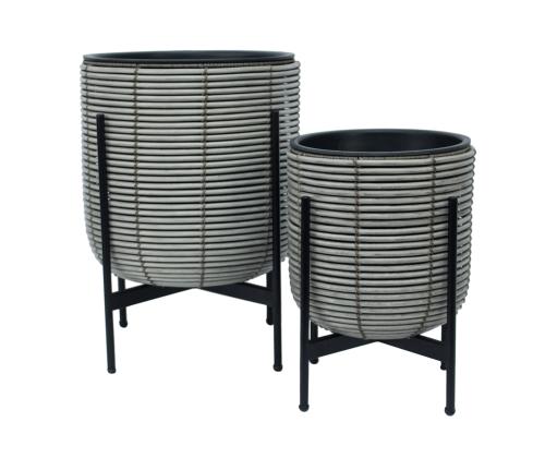 Kukkaruukku WICKER pohjalla 38x38xH49cm, beigen harmaa