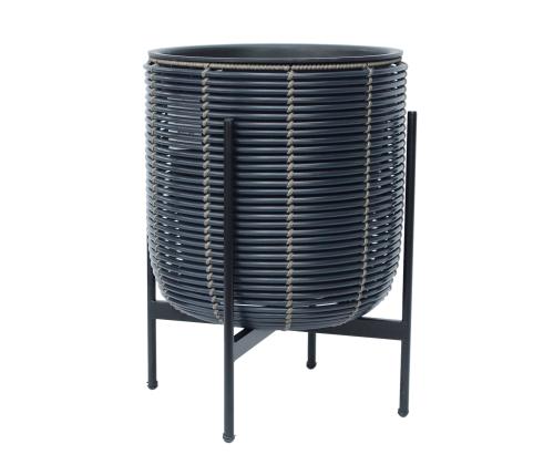 Kukkaruukku WICKER pohjalla 38x38xH49cm, musta/ruskea