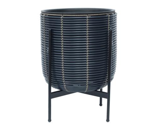 Kukkaruukku WICKER pohjalla 38x38xH49cm, musta/ruskea