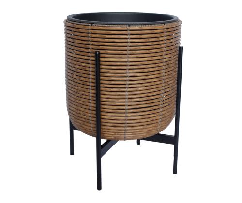 Kukkaruukku WICKER pohjalla 38x38xH49cm, ruskea