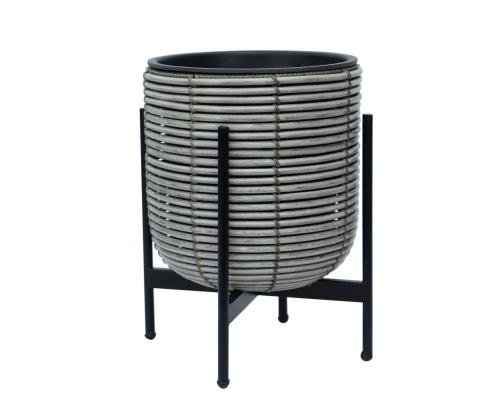 Kukkaruukku WICKER pohjalla 30x30xH38cm, beigen harmaa