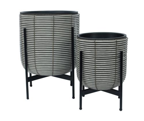 Kukkaruukku WICKER pohjalla 30x30xH38cm, beigen harmaa