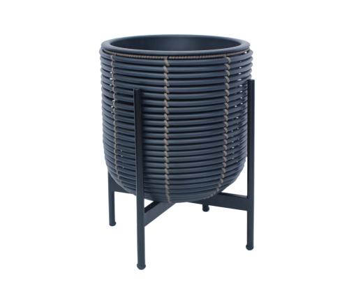 Kukkaruukku WICKER pohjalla 30x30xH38cm, musta/ruskea