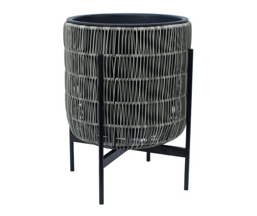 Kukkaruukku WICKER pohjalla 38x38xH49cm, harmaa