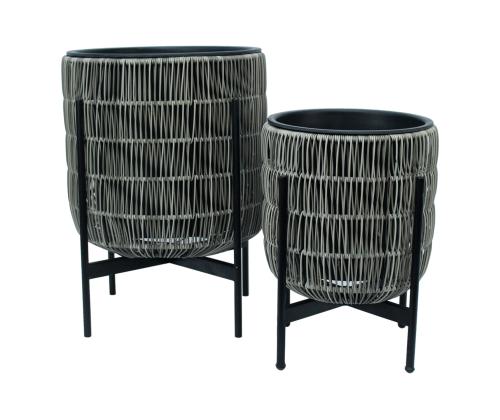 Kukkaruukku WICKER pohjalla 38x38xH49cm, harmaa