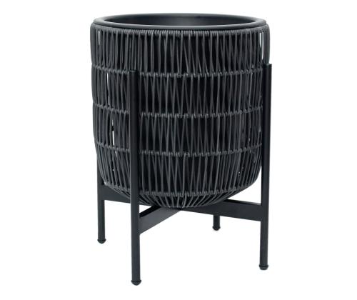 Kukkaruukku WICKER pohjalla 38x38xH49cm, musta