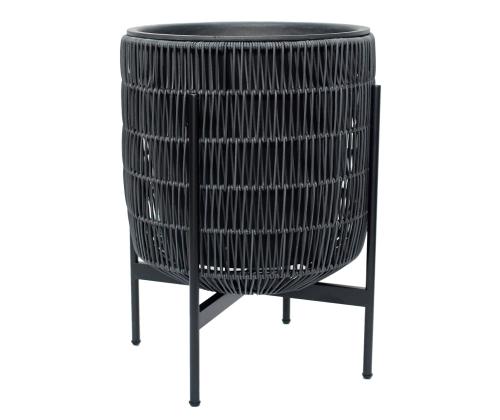 Kukkaruukku WICKER pohjalla 38x38xH49cm, musta