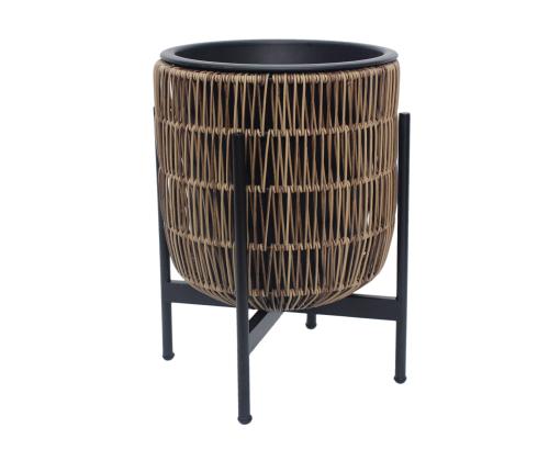 Kukkaruukku WICKER pohjalla 30x30xH38cm, vaaleanruskea