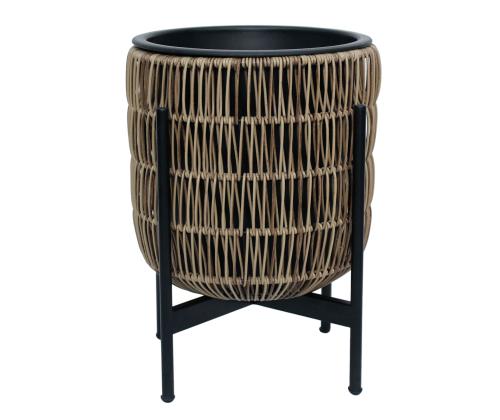 Kukkaruukku WICKER pohjalla 30x30xH38cm, vaaleanruskea