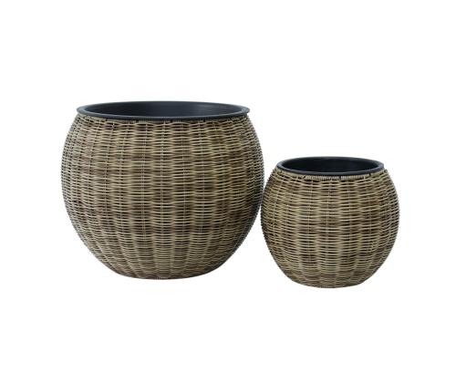 Kukkaruukku WICKER D40xK32cm, vaaleanruskea