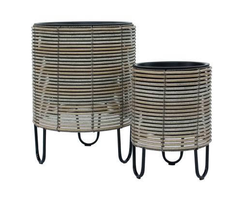 Kukkaruukku WICKER D25xK35cm, beigenharmaa