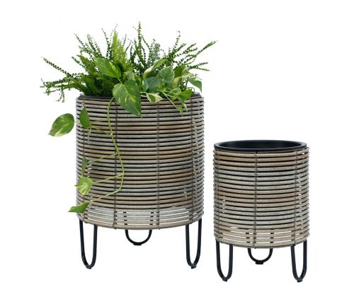 Kukkaruukku WICKER D25xK35cm, beigenharmaa