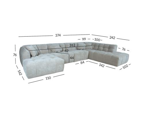 Kulmasohva vuodesohva FORTE U-muotoinen PN, harmaa