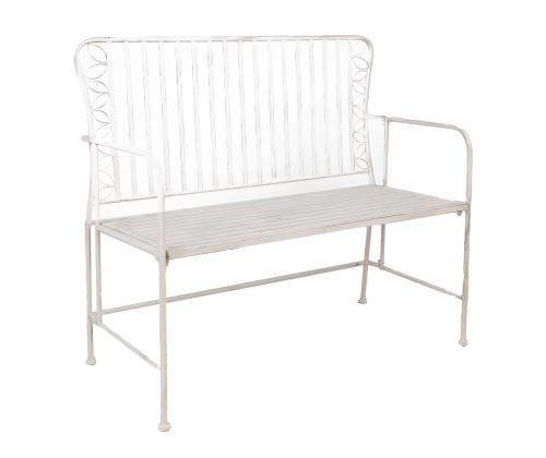 Penkki JASMINE 103x50xH93cm, antiikkivalkoinen metalli