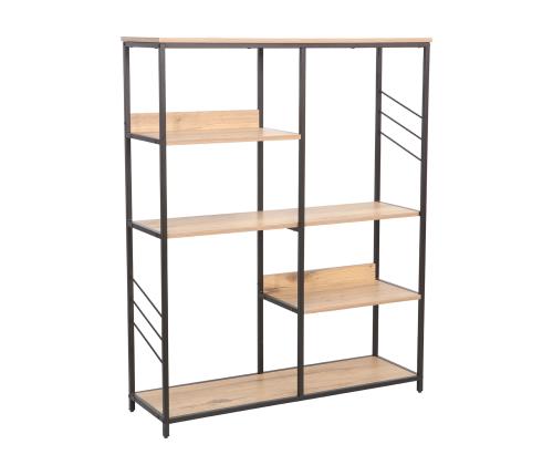 Hylly DIMITRA 100x30xK124cm, maalaismainen/musta viimeistely