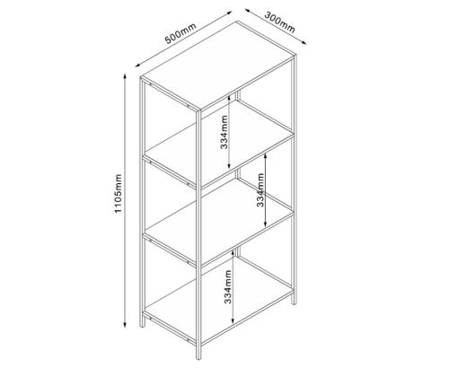 Hylly HARPER 50x30xH110,5cm, saarni/musta