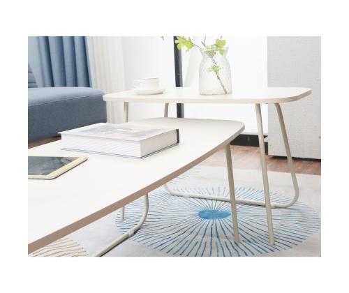 Sohvapöytä DUO 2kpl 120x48xH40cm, 75x40xH48cm, vaalea puu/beige