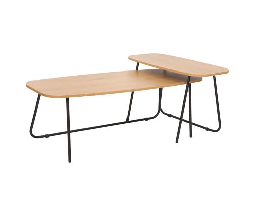 Sohvapöytä DUO 2kpl 120x48xH40cm, 75x40xH48cm, saarni/musta