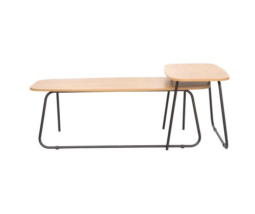 Sohvapöytä DUO 2kpl 120x48xH40cm, 75x40xH48cm, saarni/musta