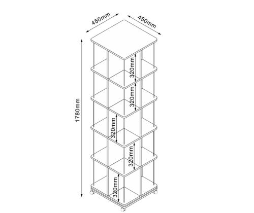 Runkohylly FERDIE pyörivä 45x45xH176cm, saarni/musta