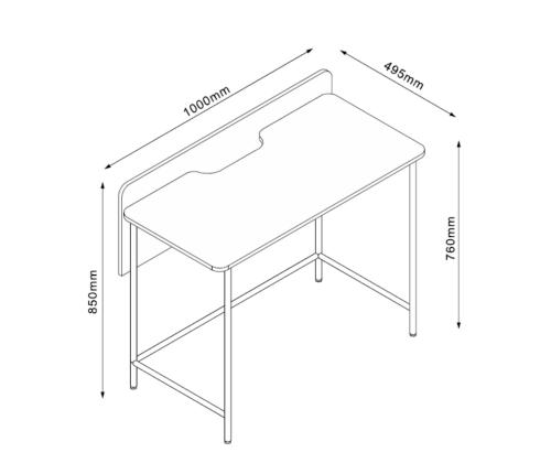 Työpöytä HARPER 100x49,5xH85cm, saarni/musta